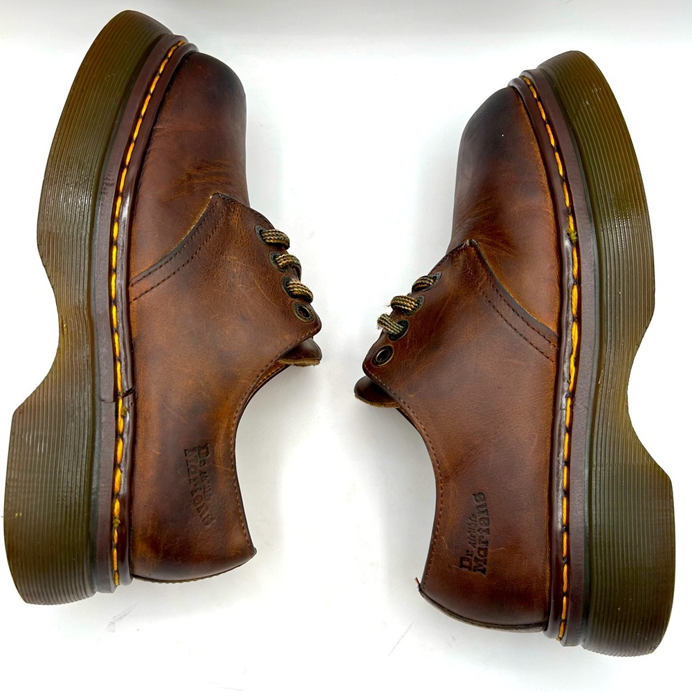 MIE RARE Vintage Dr Martens Chunky Platform Brown Square Toe Lace Up Oxford Shoe - Picture 1 of 17